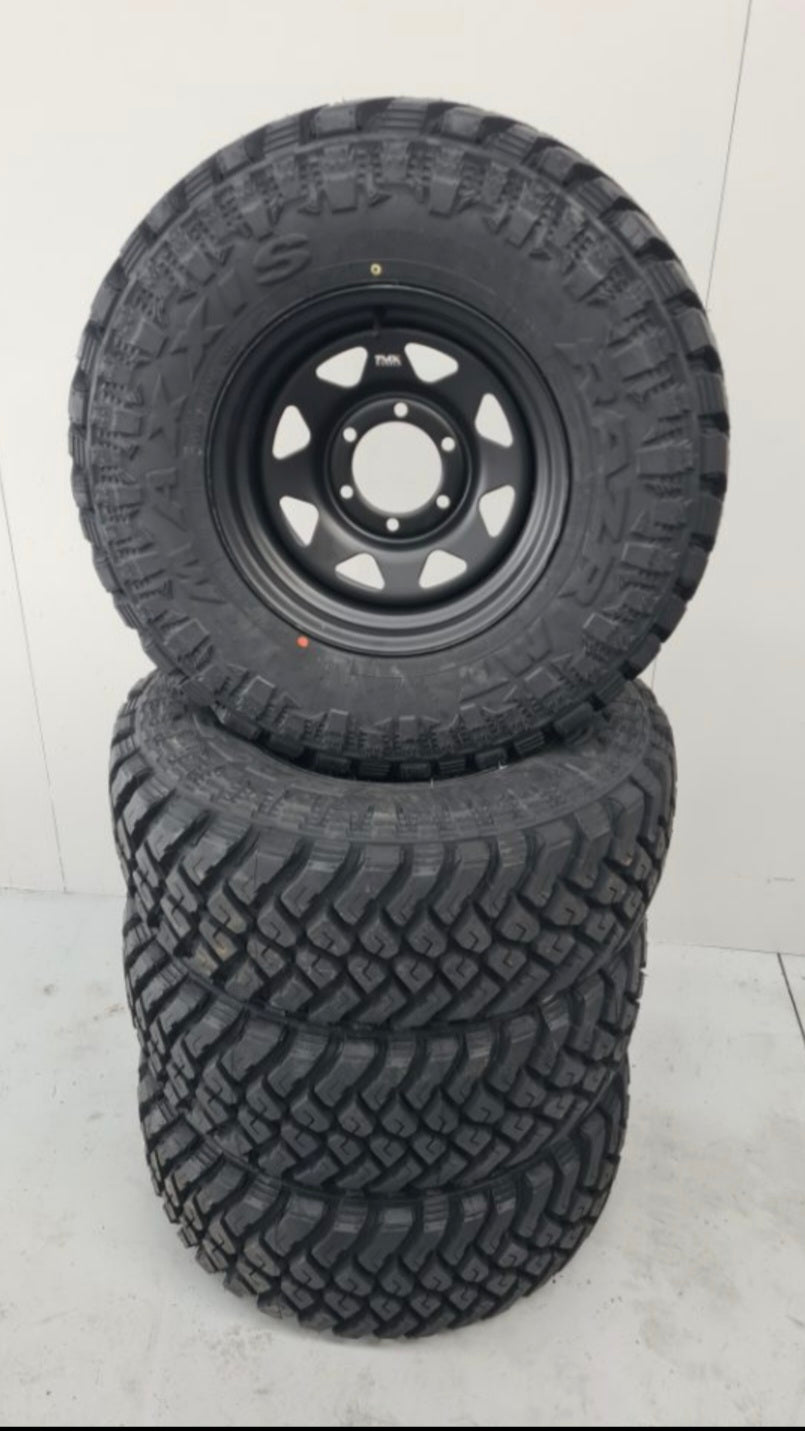 15x8 TMX wheel and 31x10.5r15 Maxxis Razr tyre package (Set of 4)